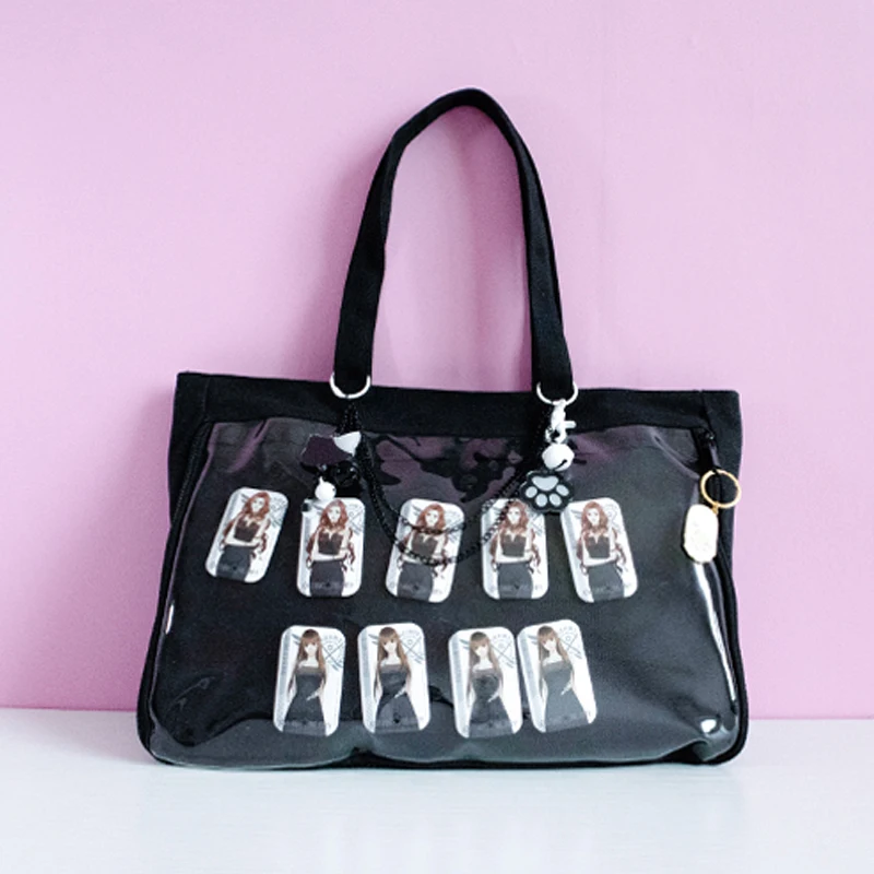 Japanese Wego Ita Bag Kawaii Transparent Window Canvas Handbag, Shoulder Bag with Candy Colors, Cute Kawaii Itabag image 5