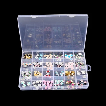 

24 Slots Plastic Storage Box Nail Art Rhinestone Jewelry Storage Beads Display Empty Clear Container Case Organizer Holder