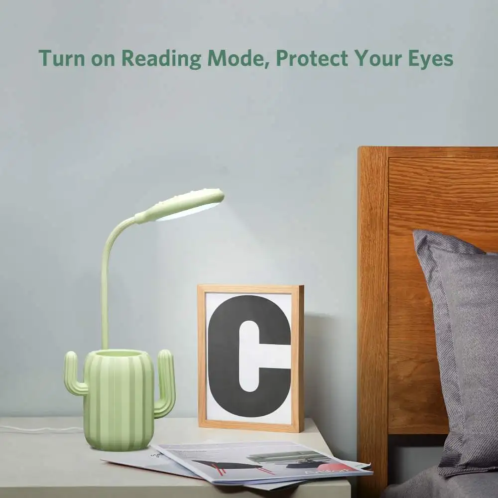  Multiuse Cactus LED Folding Desk Lamp 1200mA USB Charging Touch Switch Table Light Student Night Li