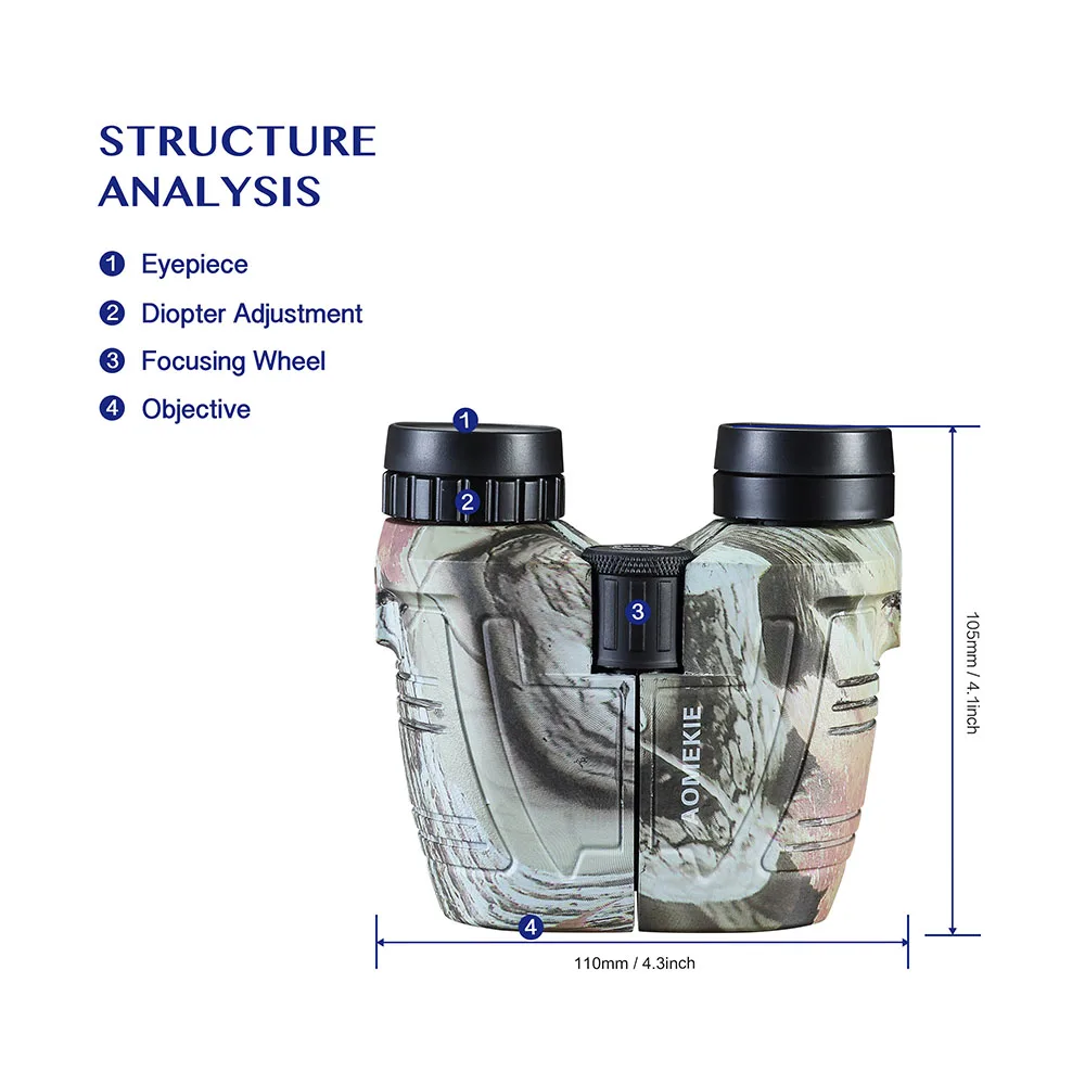 AOMEKIE 12X25 бинокль компактный HD Bak4 призма FMC оптический стеклянный объектив телескоп для наружного охоты кемпинга наблюдения за птицами Спорт