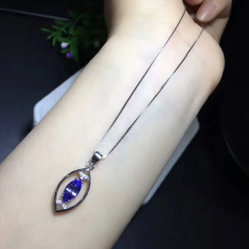  Pendentif tanzanite bleu naturel pendentif pierre gemme naturelle collier S925 argent mode simple g