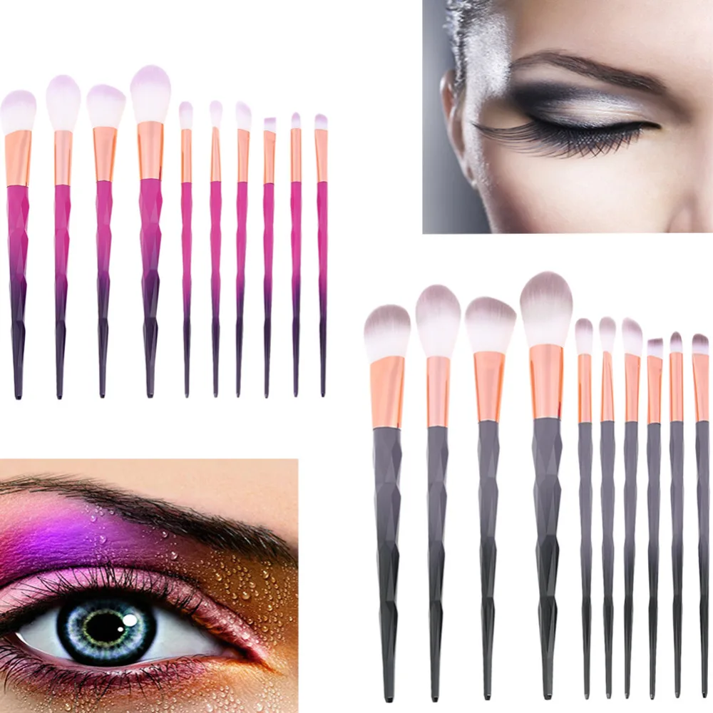 

10pcs Gradient Makeup Brushes Diamond Shape Facial Contour Brush Eyeshadow Powder Shadows Foundation Brush Cosmetic Brushes Set