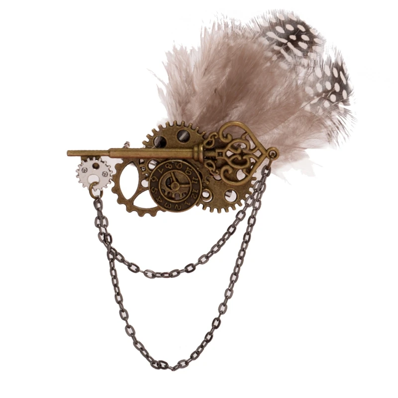 

Vintage Brooch Steampunk Feather Breastpin