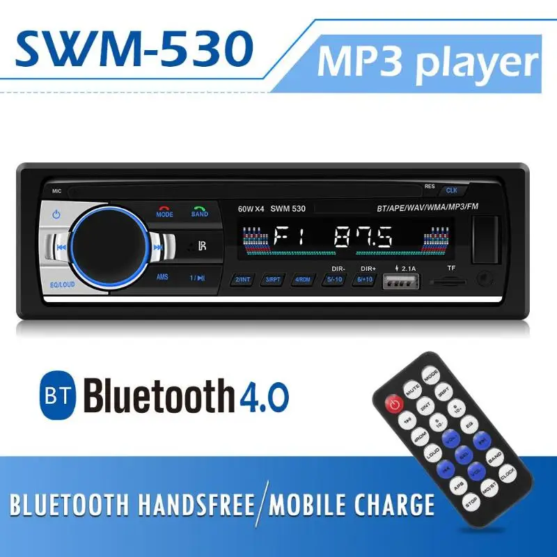 SWM 530 автомобильный аудио MP3 музыкальный плеер радио в тире Bluetooth 4,0 Двойной USB AUX головное устройство с пультом дистанционного управления автомобильный Viedo плеер