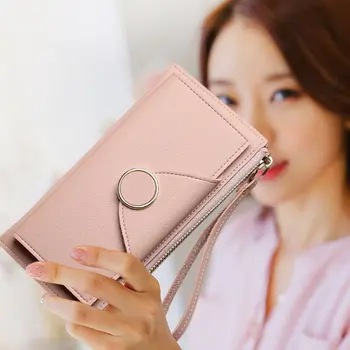 

New Women Leather Purse Plaid Wallets Long Ladies Colorful Wallet Clutch 10 Card Holder Coin Bag Female Double Zipper Wallet