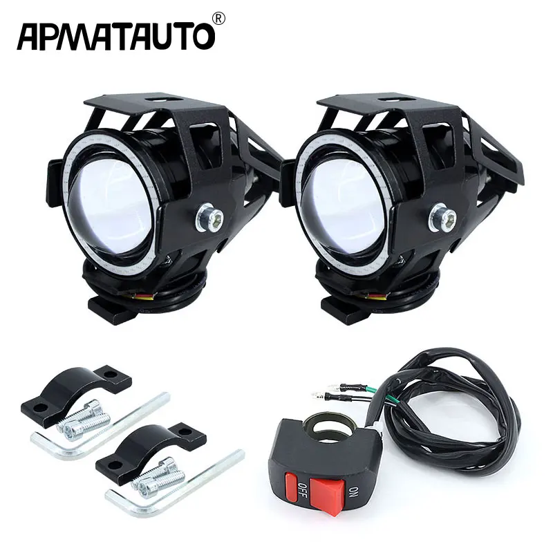 luz de trabajo auxiliar 2 focos de luz antiniebla de 12 V Mini U7 Angel Eyes LED para faros delanteros de motocicleta