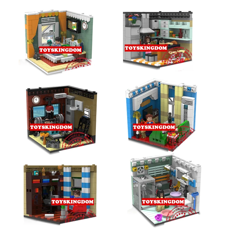 New creators family Home decoration building block figure Study living bed room kitchen bathroom gymnasium brick educational toy