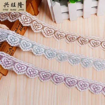 

XWL 30Yards/Lot Heart Embroidery Lace Ribbon Trim Curtain Lace Accessories Decorative Pillow Edge Clothing Lace Belt DIY Sewing