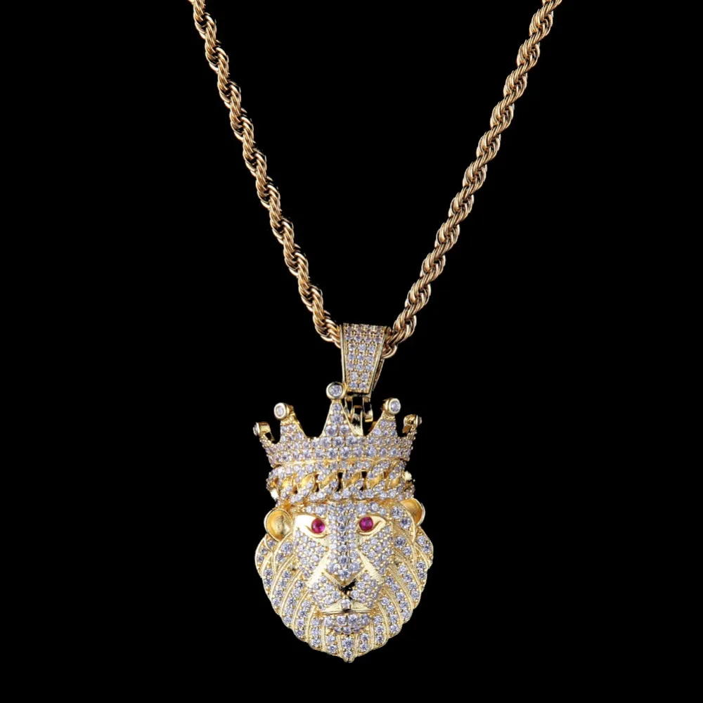 Мужской кулон в стиле хип-хоп со льдом, ожерелье с подвеской в виде льва, циркониевое модное ожерелье с подвеской, мужские ювелирные изделия в стиле хип-хоп, подарки