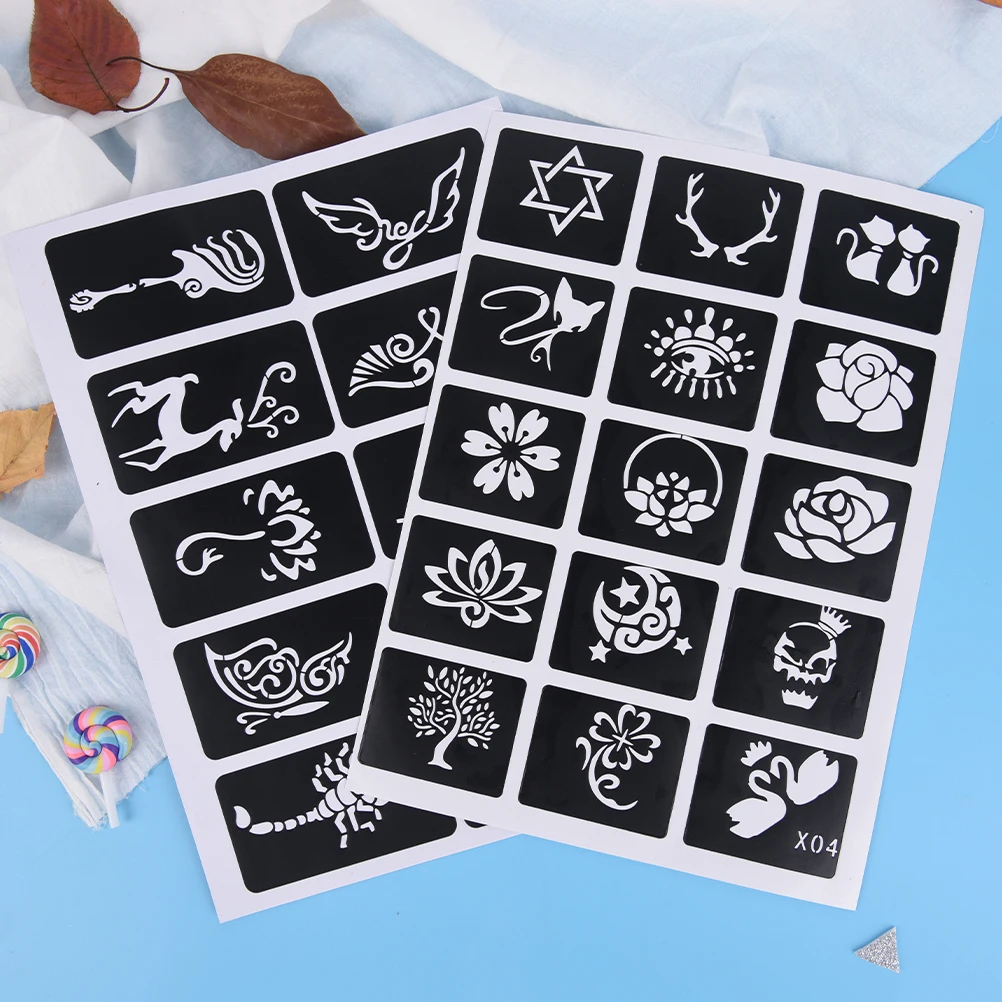 

Airbrush Glitter Tattoo Cartoon Tattoo Stencil Woman Girl Kids Drawing Stencil Small Cute Flower ButterflyTemplate,