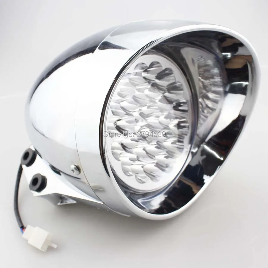 12V LED Motorcycle Bullet Chrome Headlight Light For Harley Davidson Choppers