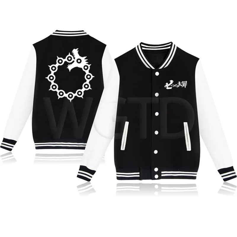 

The Seven Deadly Sins Luminous Baseball Jacket Women Men Sweatshirt Autumn Winter Fleece Warm Jackets Hip Hop Streetwear Coat