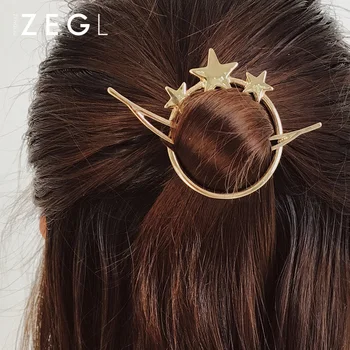 

ZEGL2020 female hair accessories round five-pointed star head jewelry hairpins female five-pointed star hair accessories