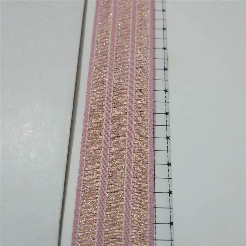 25 мм Широкий Тканые лямки резинка из полиэстера colorfast узкая лента мусульманских лямки 1 ярд полые лямки - Цвет: Pink