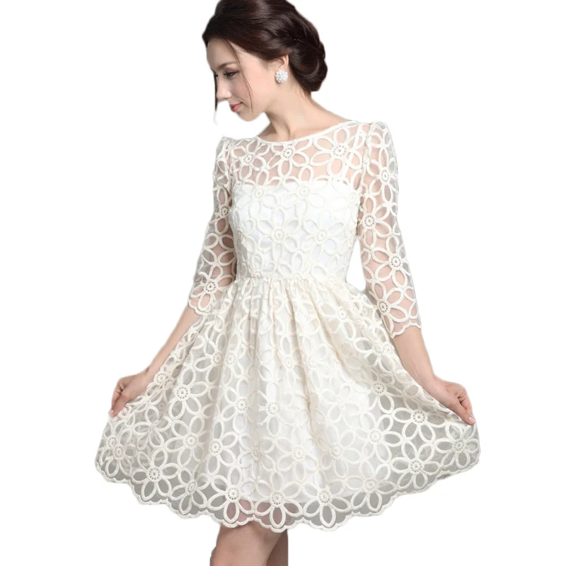 2017 Spring Summer Fashion Elegant Women White Lace Dress Wedding 2017 Spring Summer Fashion Elegant Women White Lace Dress Wedding Party Dresses Size Vestidos De Renda Festa Femininos In From S Clothing