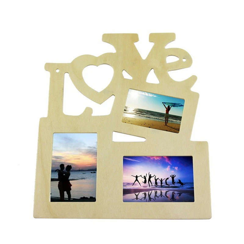 

Kids Creative Handmade Wooden Love Picture Photo Frames DIY Craft Toys for Painting Mold Kindergarten Educational Drawing Toys