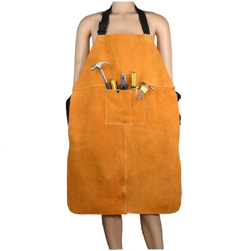 Welding Overalls High Temperature Protective Clothing Cowskin Flame Retardant Safety Clothes Wear Resistant Welders Bib Overall
