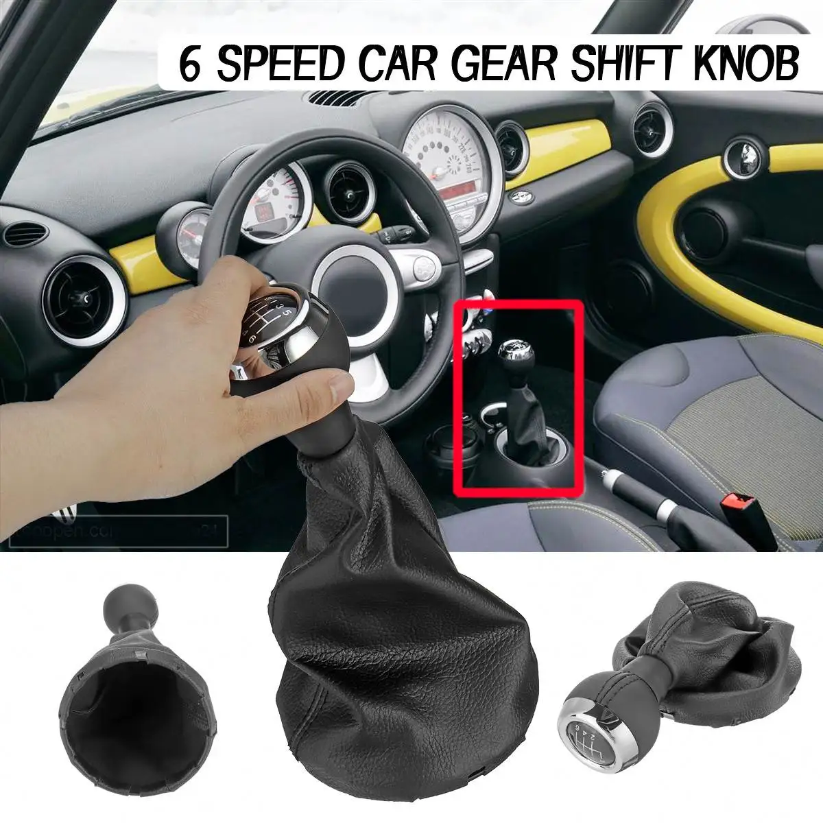 

Auzan 6 Speed Manual Gear Shifter Lever Car Gear Shift Knob Leather Cover knob For Mini Cooper R55 R56 R57 R58 R59 R60 R61