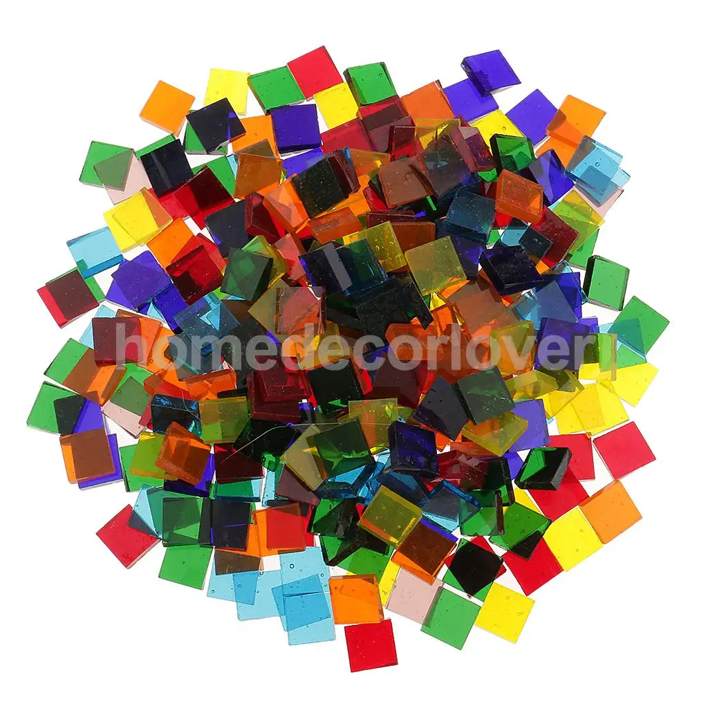 250 шт разноцветных прозрачных стеклянных мозаичных плиток Tessera для украшения пазлов DIY аксессуары для рукоделия - Цвет: Square