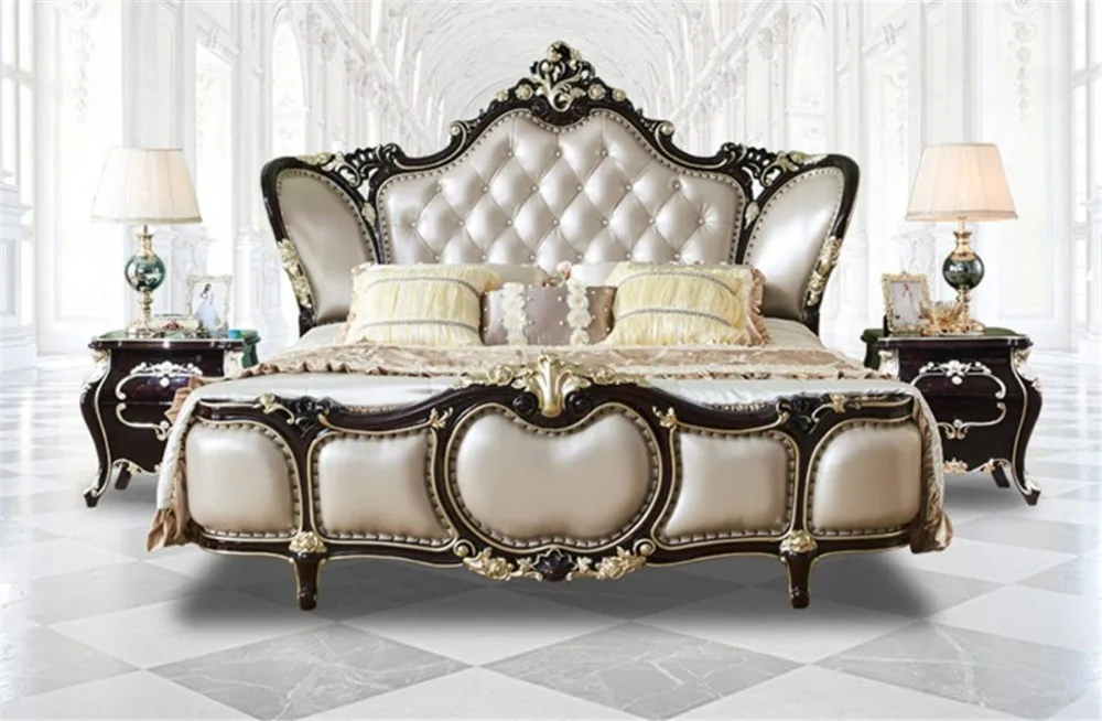 Us 1365 0 European Bed Double Solid Wood Leather King Size Princess Bed In Bedroom Sets From Furniture On Aliexpress