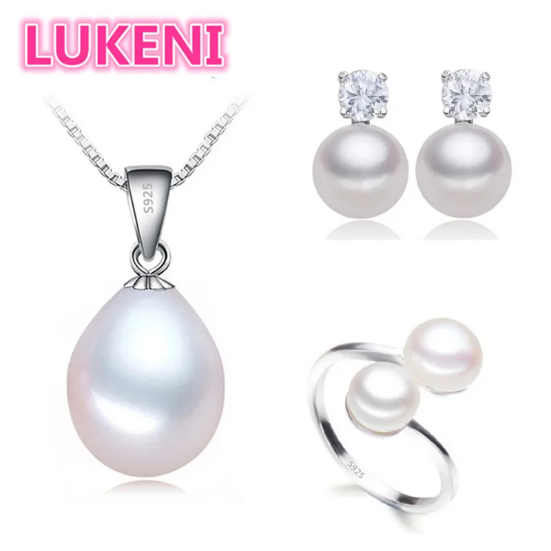

Real freshwater pearl jewelry set women natural pearl sets 925 sterling silver jewelry girl birthday engagement gift 3-X1-E3-J1