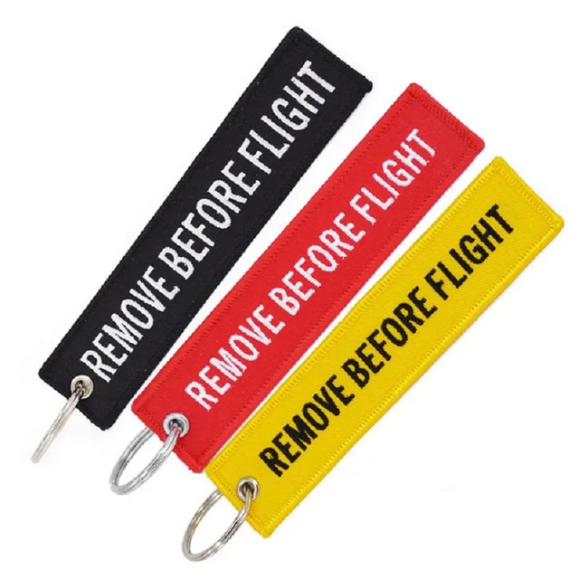 3Pcs/lot Remove Before Flight Keychains For Aviation Gifts Embroidery Customize Keychains Keyring key Holder Cars Sleutelhanger Style22