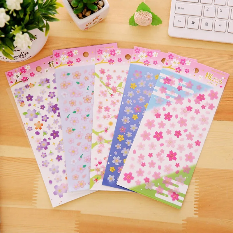 

1 Pc Romantic Sakura Adhesive Paper Sticker Decorative DIY Scrapbooking Sticker Paste Kawaii Stationery