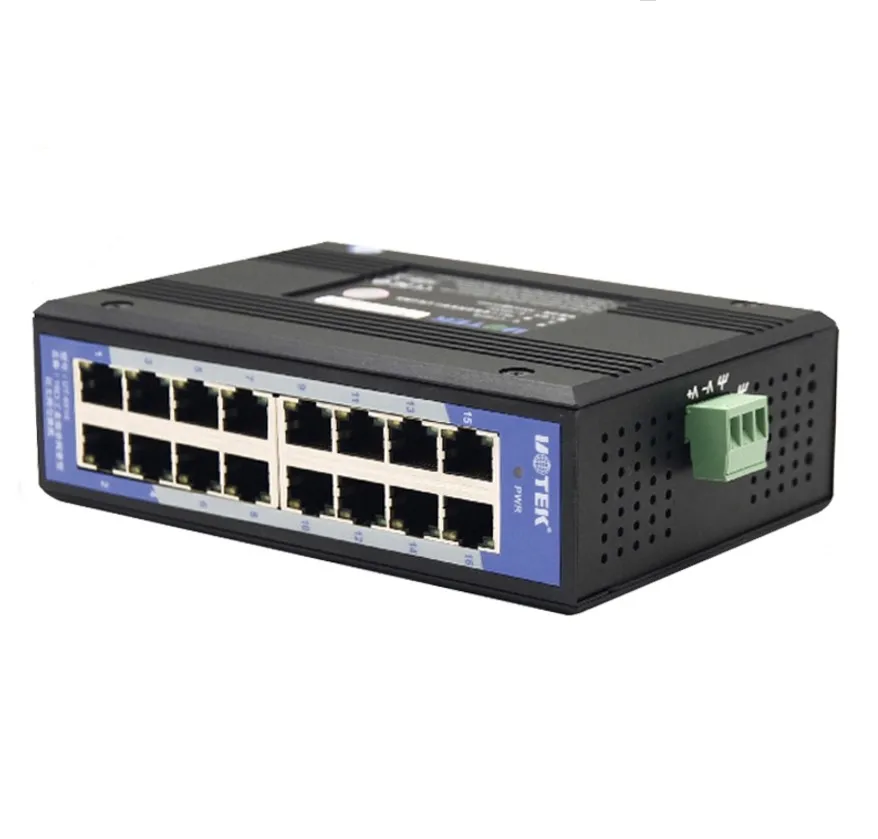 UT-6516 16-портовый промышленный класс non-управляемый коммутатор Ethernet 10/100 Мбит/с Автоматическое согласование полный дуплекс полудуплекс auto MDI/MDI-X