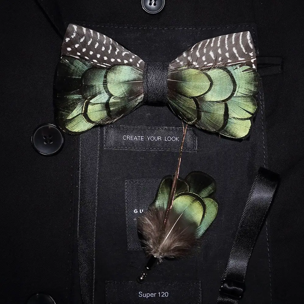 JEMYGINS оригинальная однотонная перьевая брошь для галстука-бабочки, набор для мужчин, свадебный подарок, модный кожаный галстук-бабочка ручной работы, s булавка, подарочная коробка - Цвет: Y509