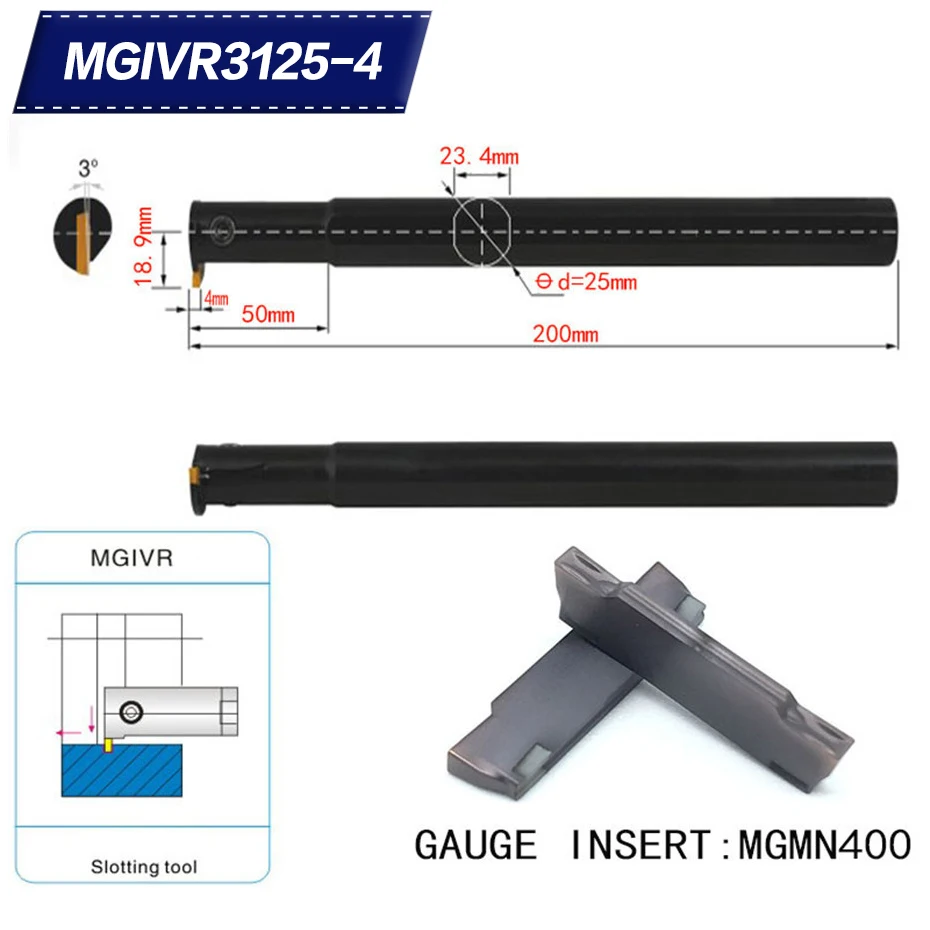 MGIVR3125-4 Intermal Parting and Grooving Turning Tool Holder For MGMN400 Insert Right Hand Bars MGMN 400 | Инструменты
