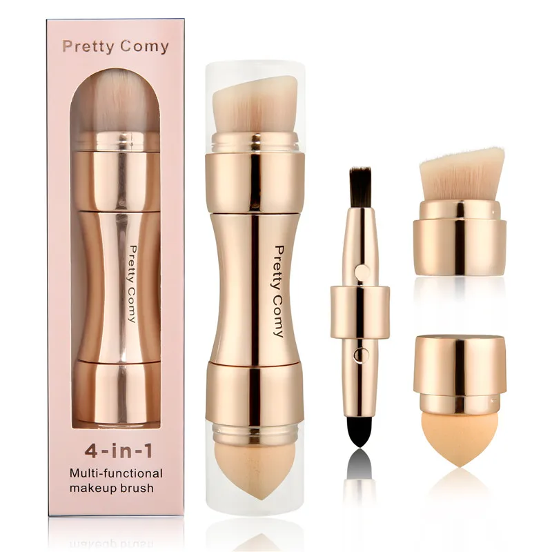 Hot Sell 4 In 1 Rose gold Makeup Tool Foundation Eyebrow Eyeliner Blush Powder Cosmetic Concealer Professional Makeup Brushes - Handle Color: as picture