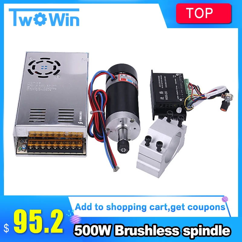 US $101.47 500W CNC Brushless Spindle Motor ER11 Collect Milling Machine 55mm Clamp Stepper Motor Driver Switching Power Supply