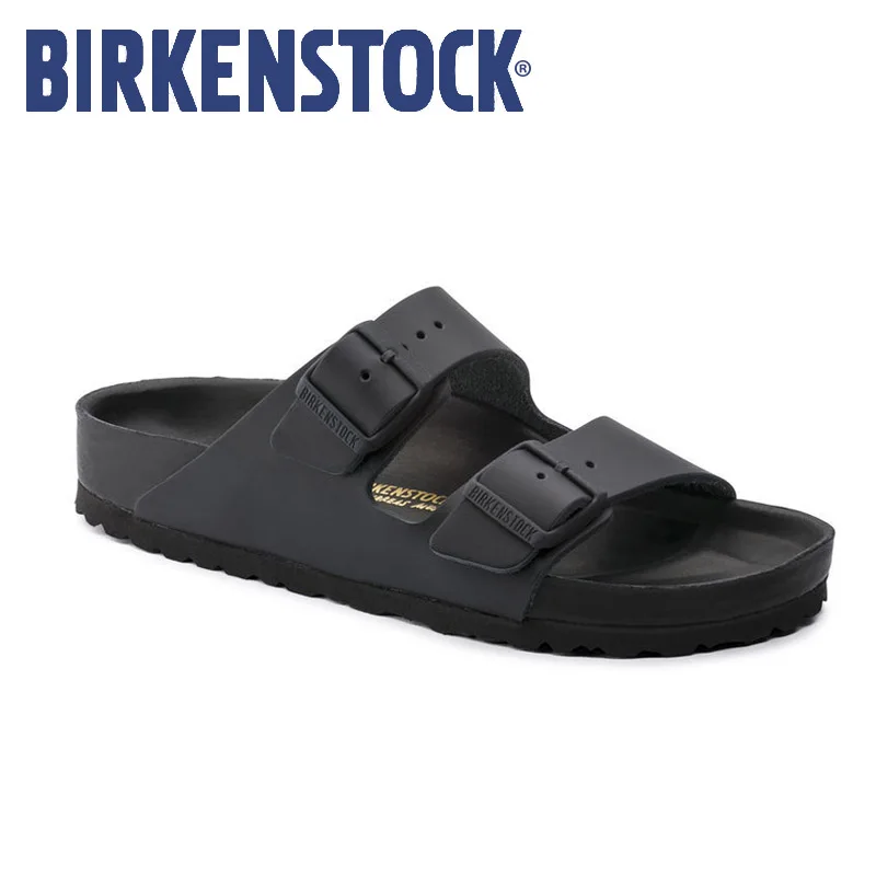 

Birkenstock Sandals Men Women Beach Soft Slippers Arizona Black Leather Flat Flip Flop Hombre Mujer Sandalias playa EU35-46