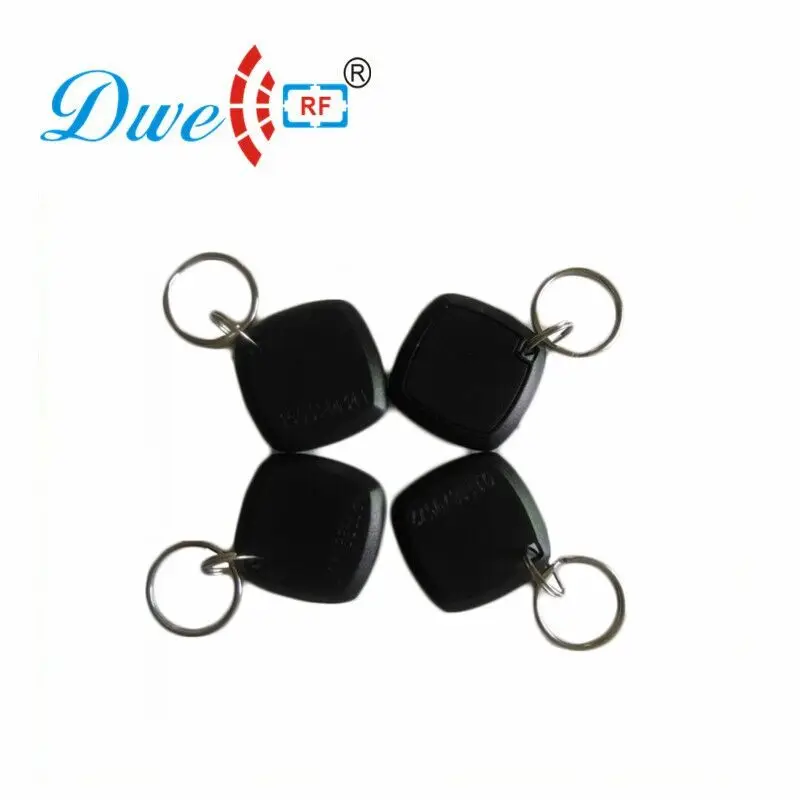 DWE CC RF 100pcs /lot access control 125khz tk4100 em4100 abs security laser card number rfid tag token Key Chains 