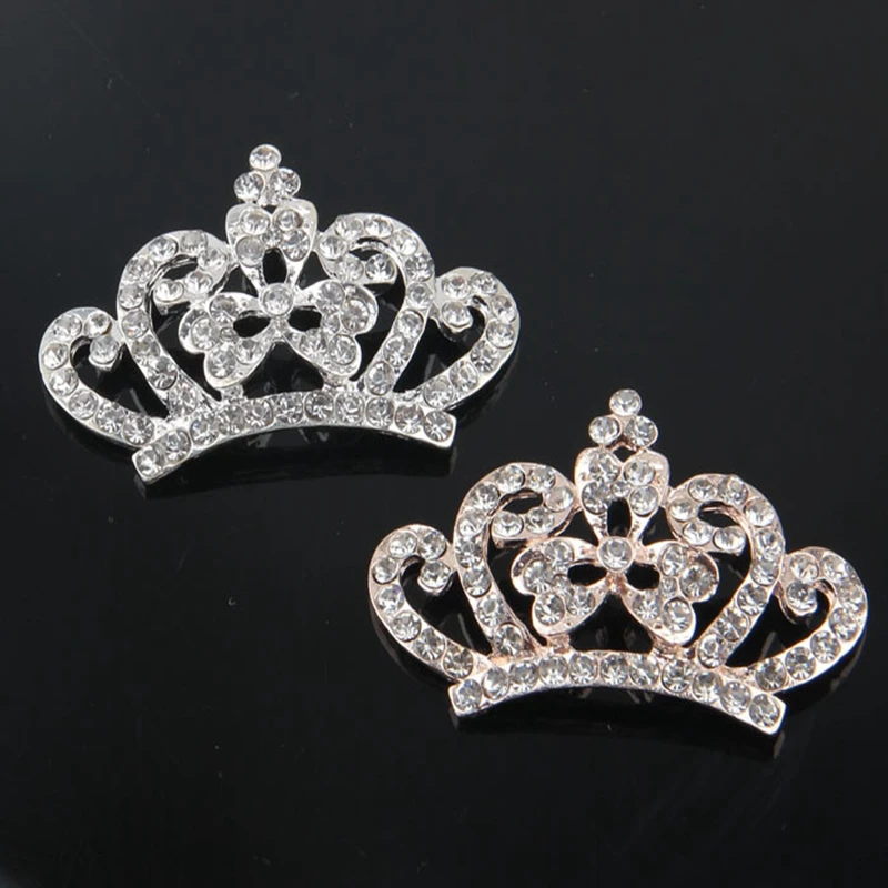 

Nishine 5PCS Crown Rhinestone Buttons Diy Bling Alloy Crown For Women Wedding Party Bride Headdress Hair Embellishment Buttons