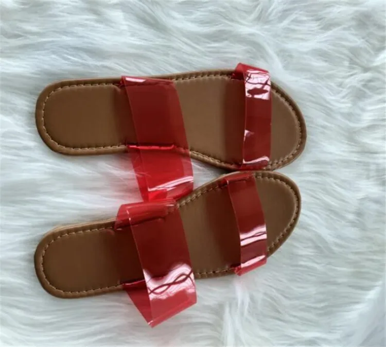 Женские шлепанцы; сезон лето; женская обувь с открытым носком, украшенная кристаллами; обувь без шнуровки; пляжная обувь на плоской подошве; женская обувь; удобная обувь; светильник; женская обувь; Z372 - Цвет: red