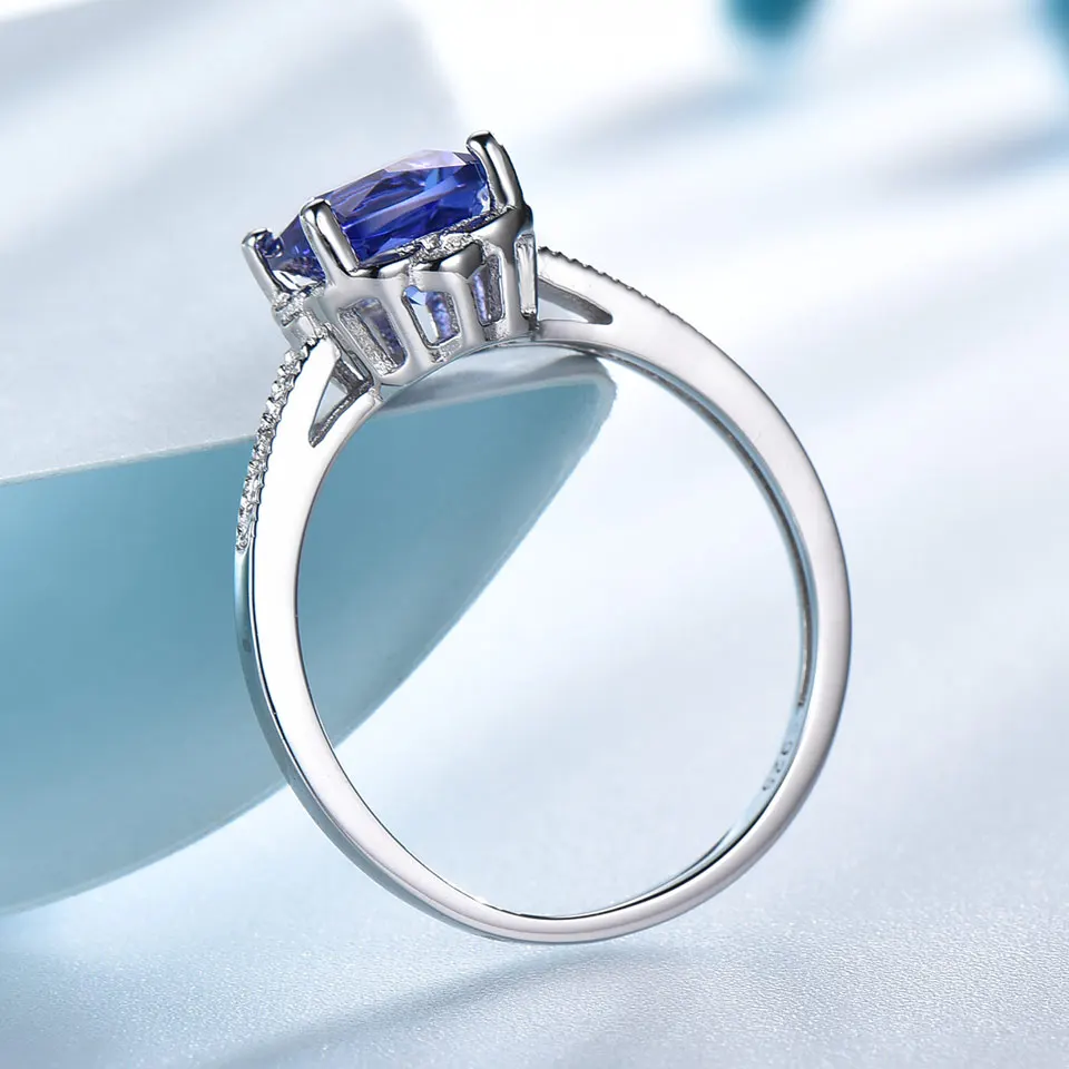 UMCHO Romantic Blue Tanzanite Topaz Rings For Women Solid 925 Sterling Silver Ring December Birthstone Birthday Gifts Women Fine Jewelry