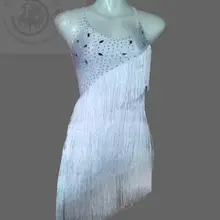 Стиль латинских Танцевальный костюм сексуальные старший; со стразами; с бахромой для латинских танцев платье для женщин конкурс латиноамериканских танцев платья S-4XL