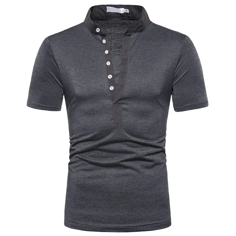 

Mens T-Shirt Casual Short Sleeve Stand Collar Work Social T-Shirt For Men Tshirt Streetwear Men Clothes Breathable Workout Shirt