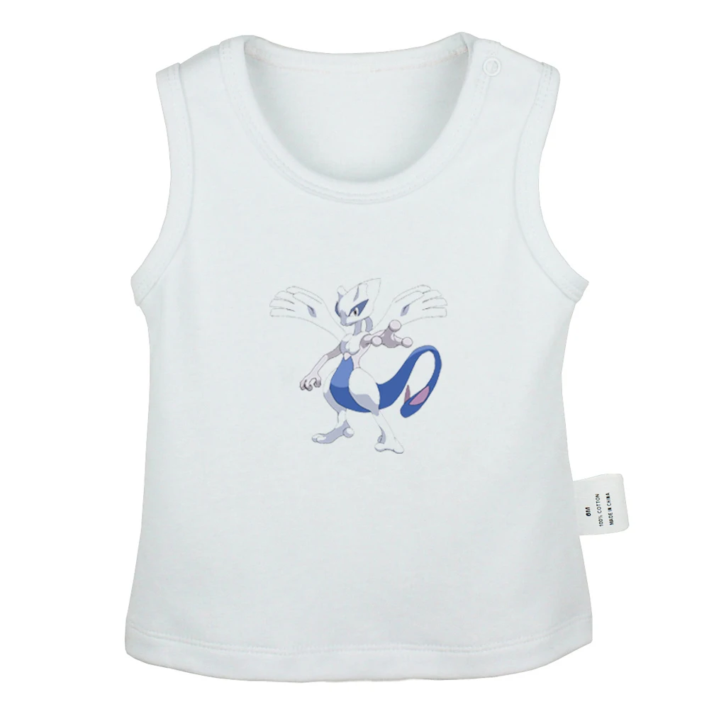 Милый Pokemon Lickitung Lugia Lapras Kangaskhan Jolteon Gyarados Goldeen серый розовый Новорожденный Детские майки футболки малыш жилет без рукавов - Цвет: YcBabyYV956W