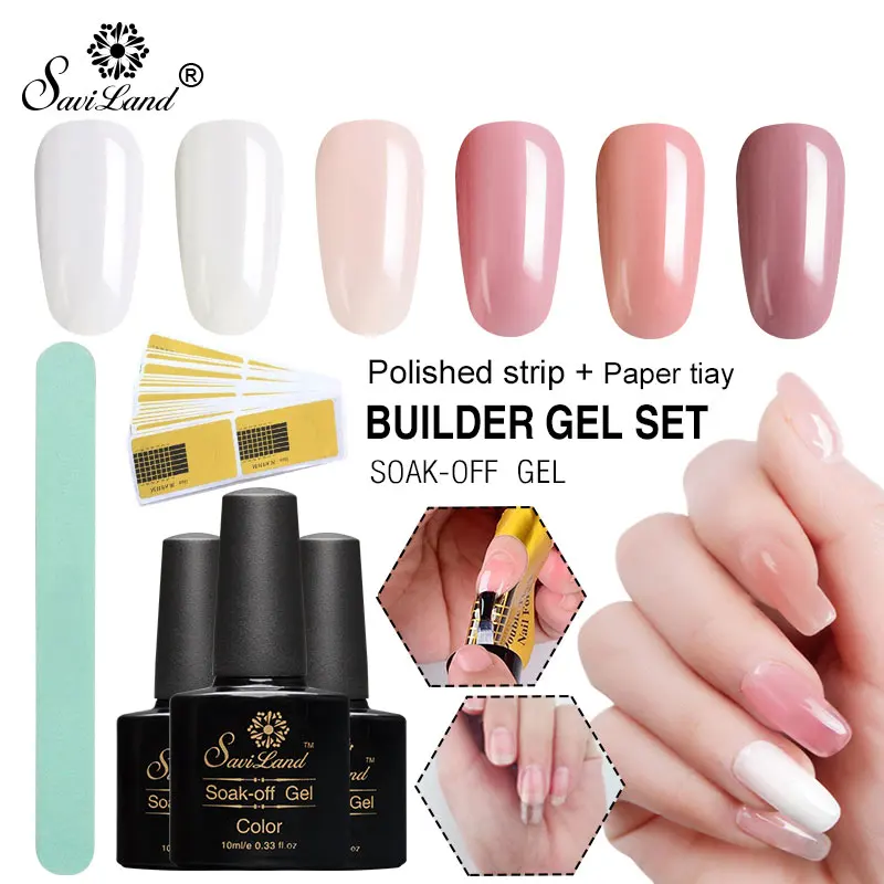 

Saviland Rofessionele Franse Nail Form Gel Polish Tips UV Gel Varnish Manicure Builder Nail Extension Fiber Fibernails Set