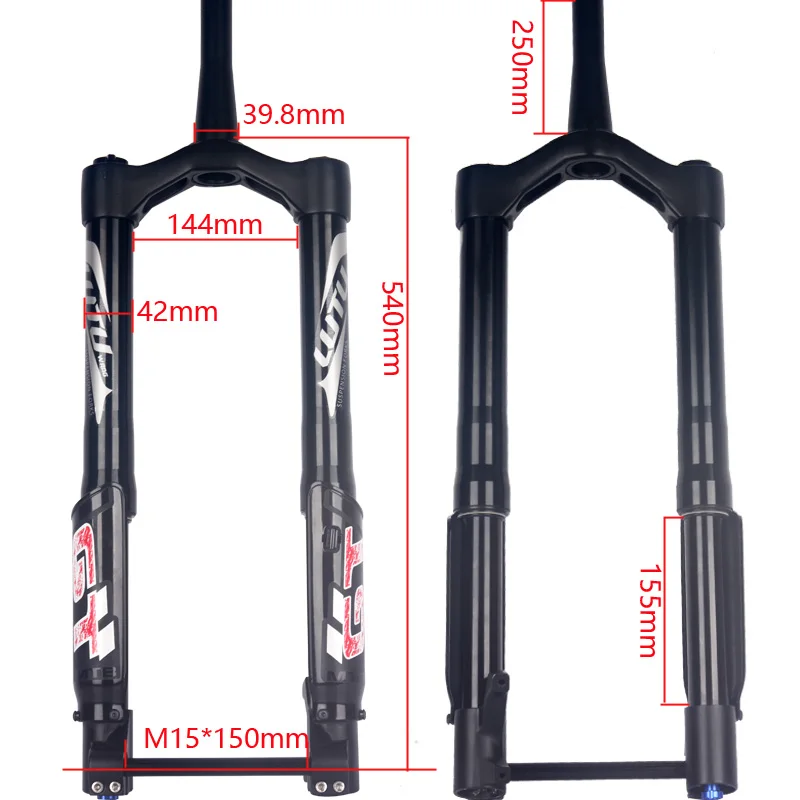 Зимние MTB Маутейн 26 дюймов Велосипедная вилка Fat Велосипедная вилка пневматические газовые запорные подвески вилки для 4," шин