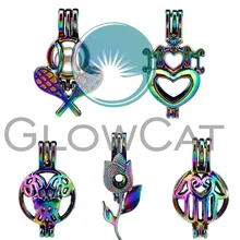 

Colorful Mom Rose Flower Tennis Ball Crutch Hamsa Hand Beads Cage Perfume Diffuser Aroma Pearl Cage Locket Pendant Jewelry