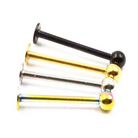 

Free shippment 50pcs Body Jewelry -16g Lip Labret Cheek Dimple 316L Surgical Steel CHEEK DIMPLE Long Labret Bar Piercing