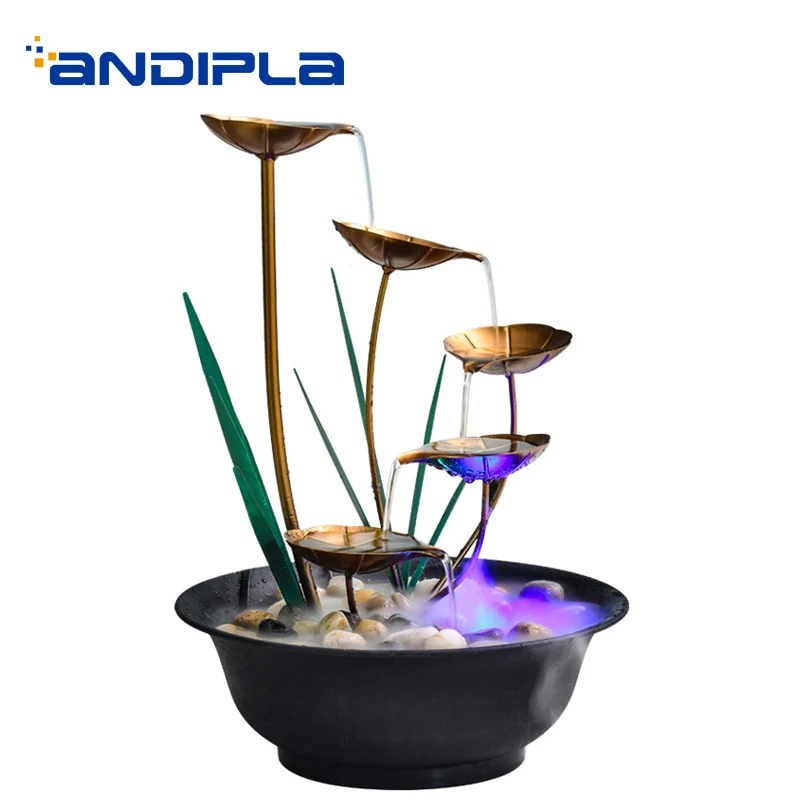 

110/220V European Style Water Fountain Natural Resin Iron Art Fountain House Decoration Crafts Waterscape for Birthday Gifts