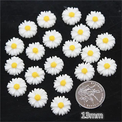 White Daisy Flower Resin Flatback Cabochon for DIY Jewelry and Phone Decoration