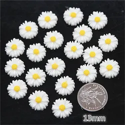 White Daisy Flower Resin Flatback Cabochon for DIY Jewelry and Phone Decoration (13mm 50pcs)