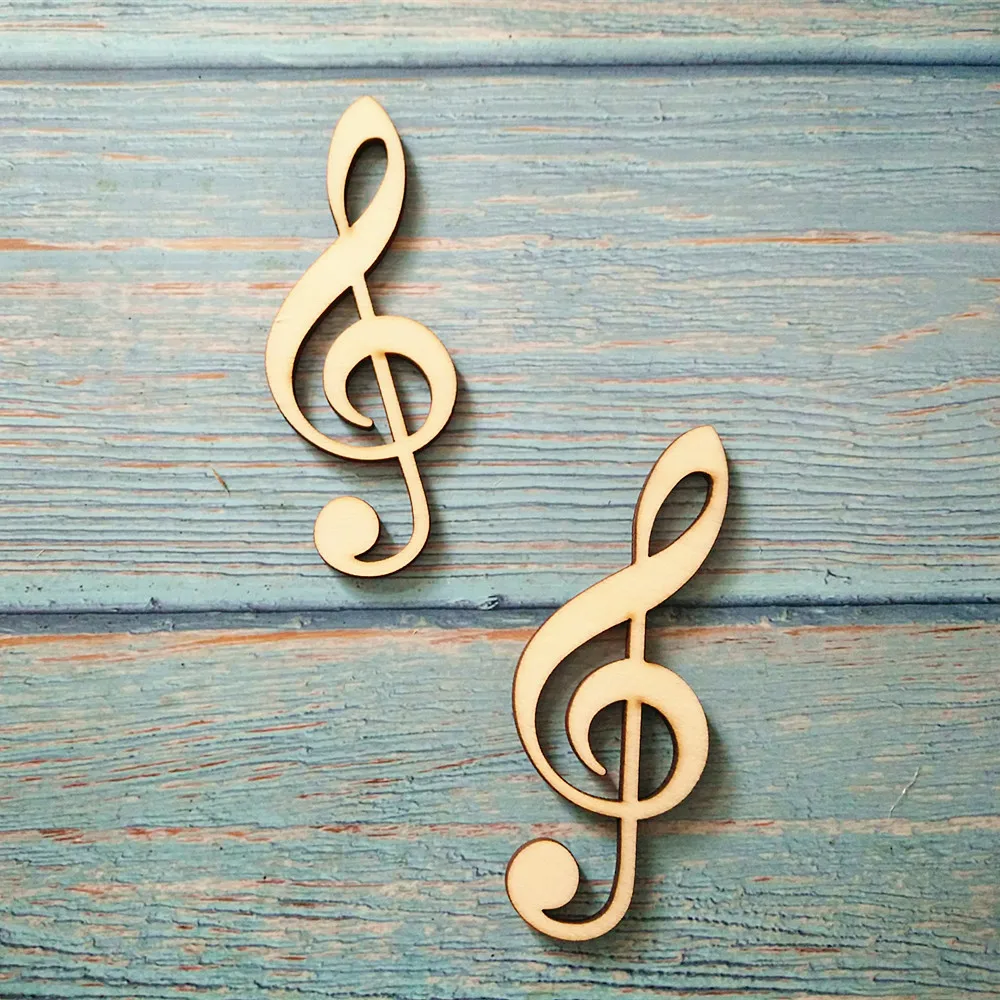 Wooden Music Note (10x3,9cm) Treble Cleffs Shape Art Projects Craft