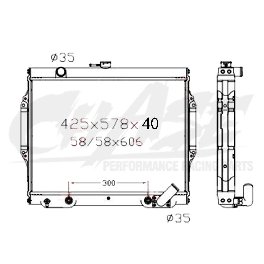 Алюминиевый радиатор для MITSUBISHI PAJERO/MONTERO V31 V32 AT 1992-1996 40 мм OEM: MB356156