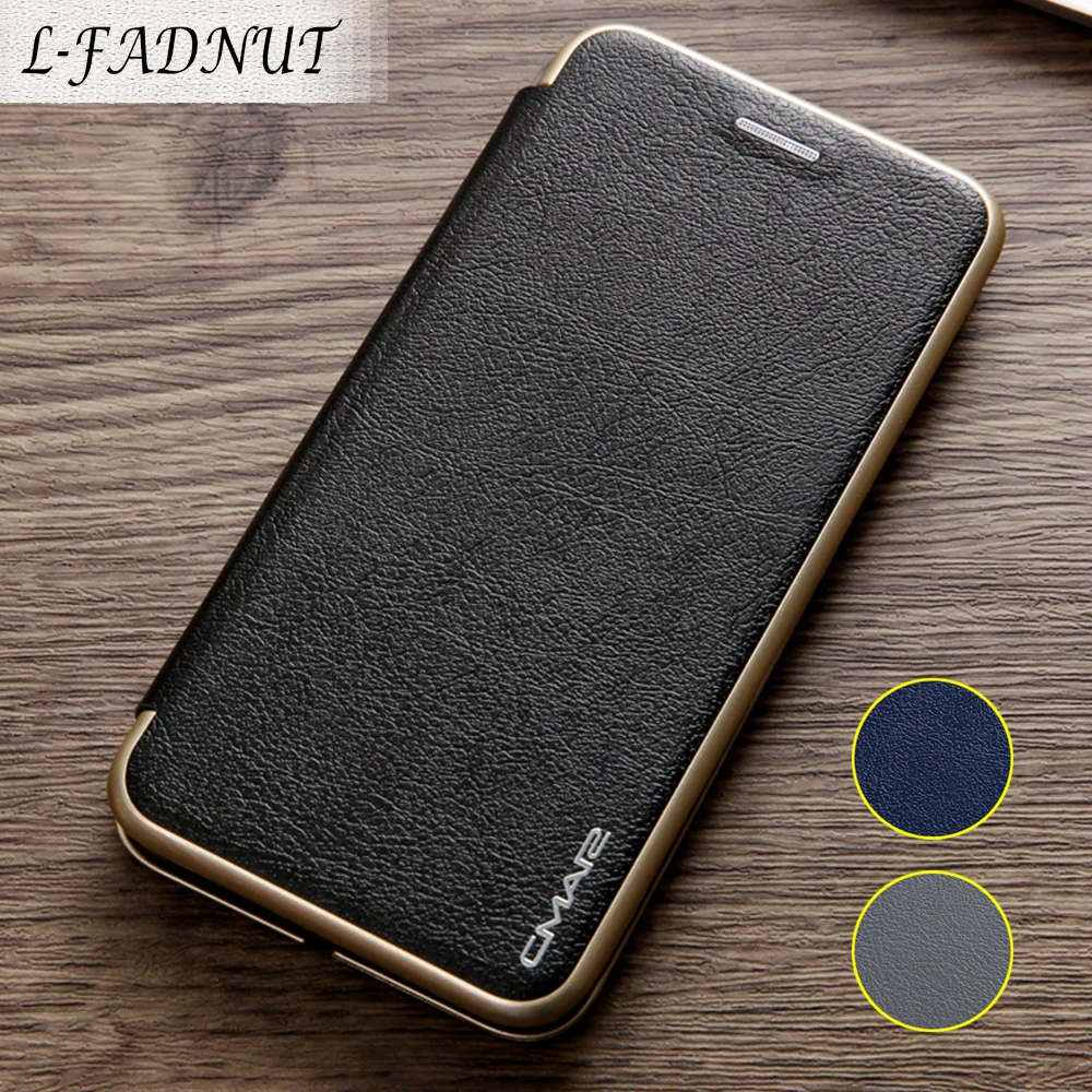 

L-FADNUT Flip Case For iPhone X Xr Xs Max 8 7 6S 6 Plus Luxury Business Wallet Leather Bumper Phone Protective Cover For iPhone7